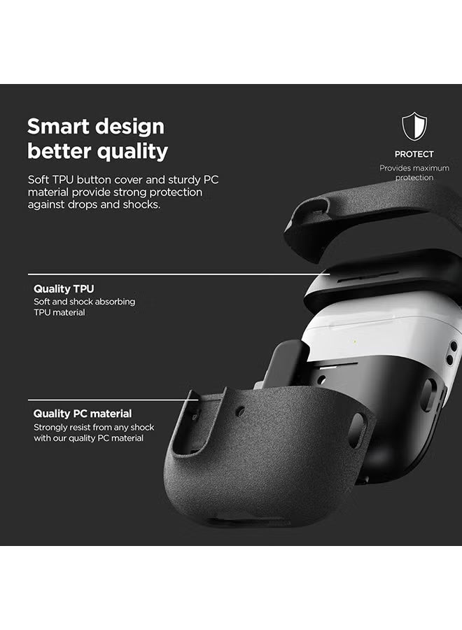 أكاليكس جراب حماية متين وصلب مزود بقفل أمان لسماعات AirPods Pro 2 من الجيل الثاني من Apple - أسود - Image 5